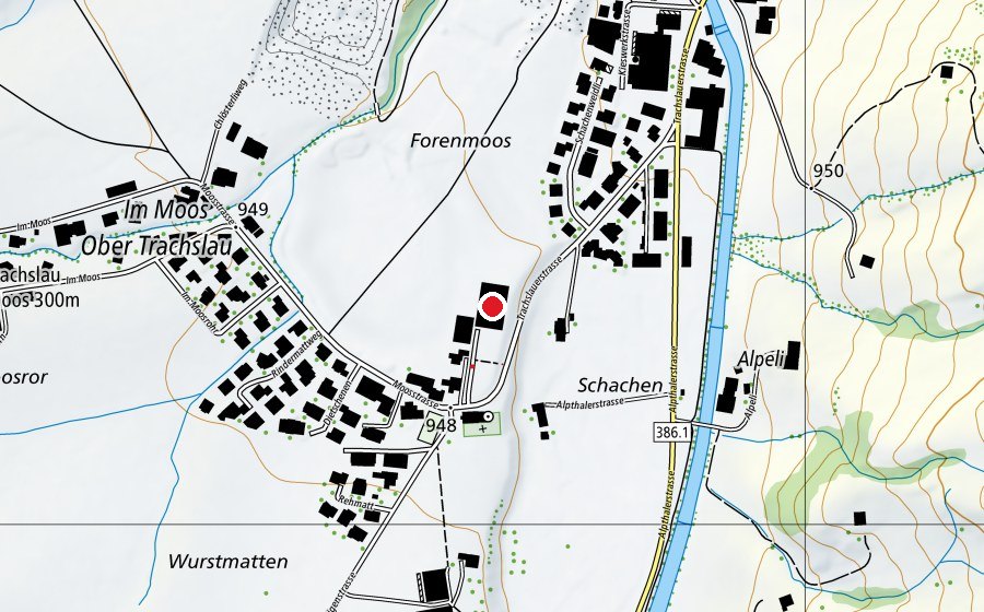 Carte indiquant l’emplacement de Schulhaus Trachslau (École)