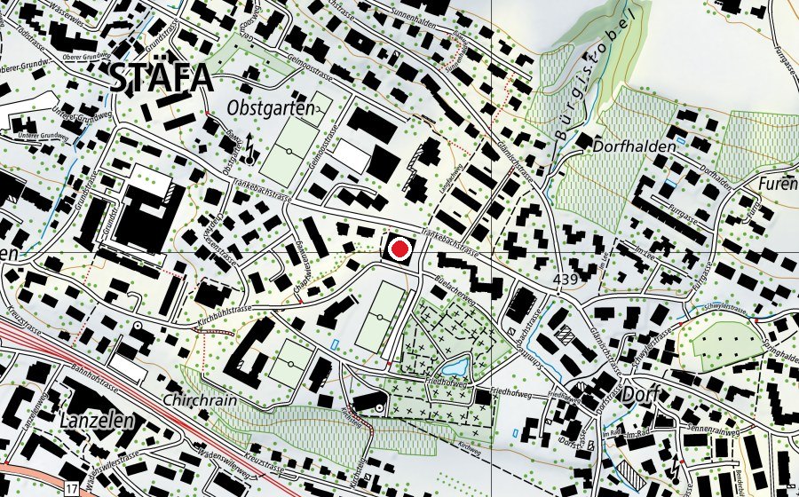 Mappa con la posizione di Schulhaus Tränkebach (Scuola)