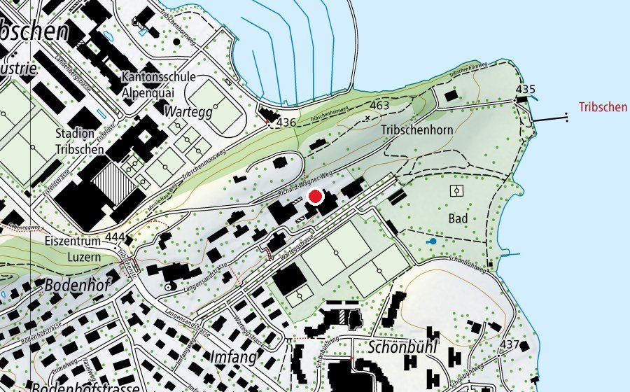 Map showing the location of Schulhaus Tribschen (School)