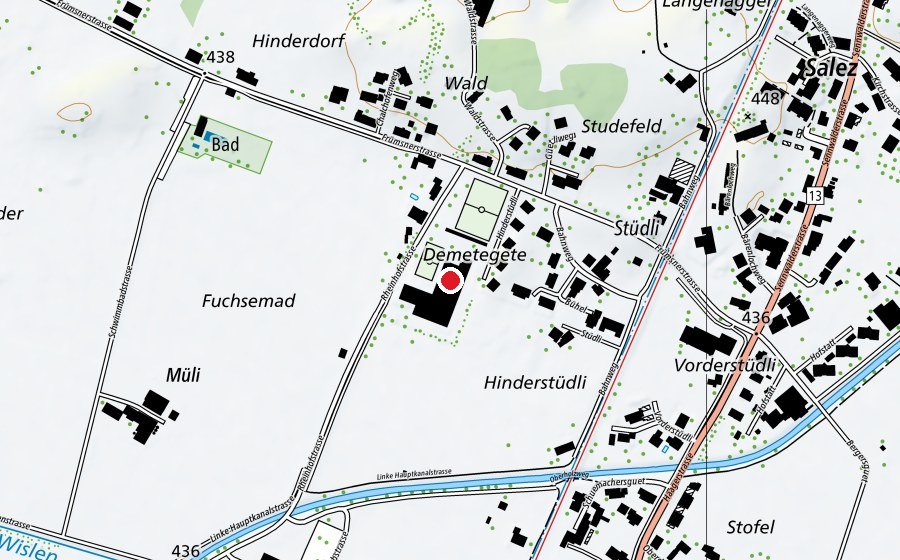 Karte mit dem Standort von Schulhaus Türggenau (Schule)