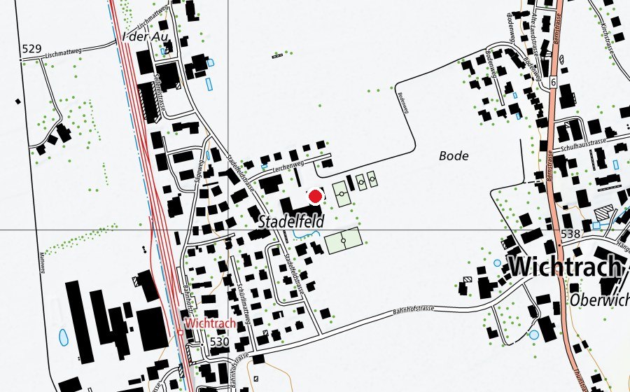 Carte indiquant l’emplacement de Schulhaus und Kindergarten Stadelfeld (École)