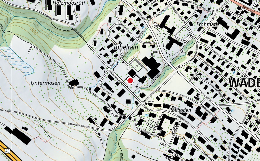 Mappa con la posizione di Schulhaus Untermosen - Schülerclub (Scuola)