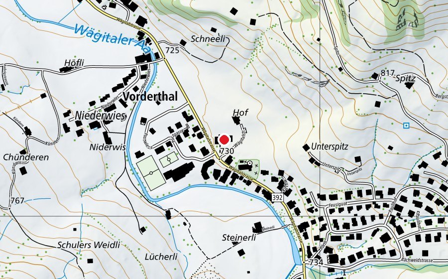 Mappa con la posizione di Schulhaus Vorderthal (Scuola)