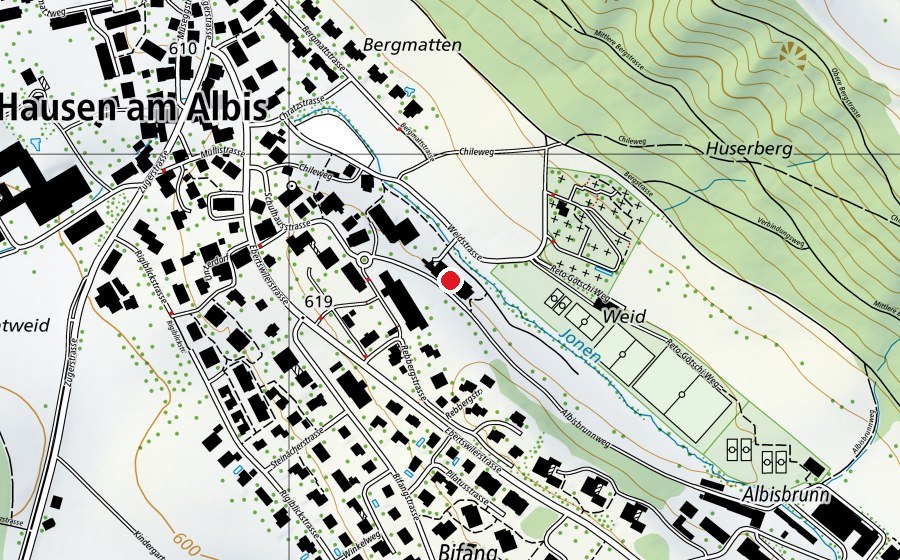 Map showing the location of Schulhaus Weid II (School)