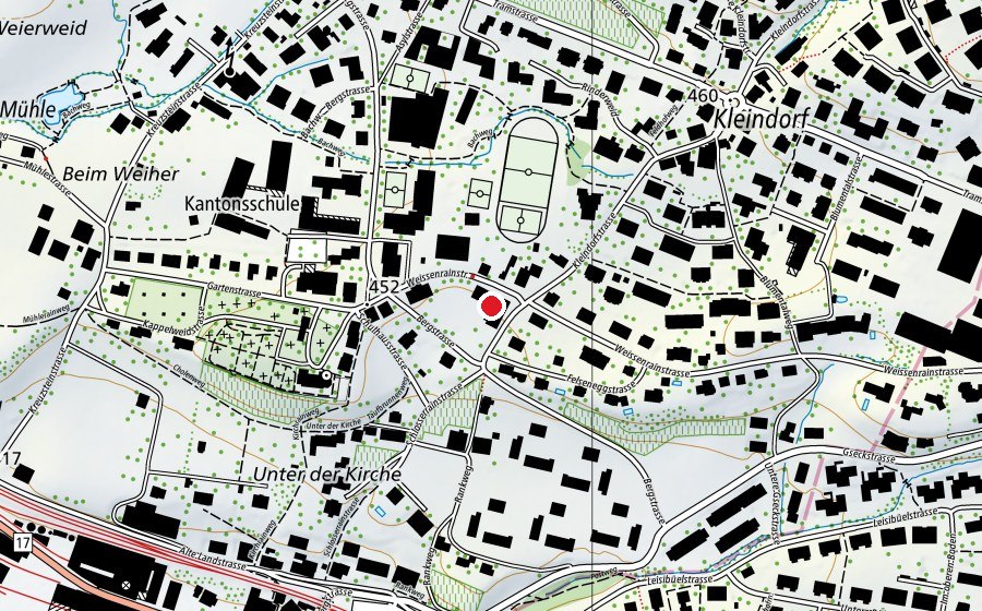 Map showing the location of Schulhaus Weissenrain (School)