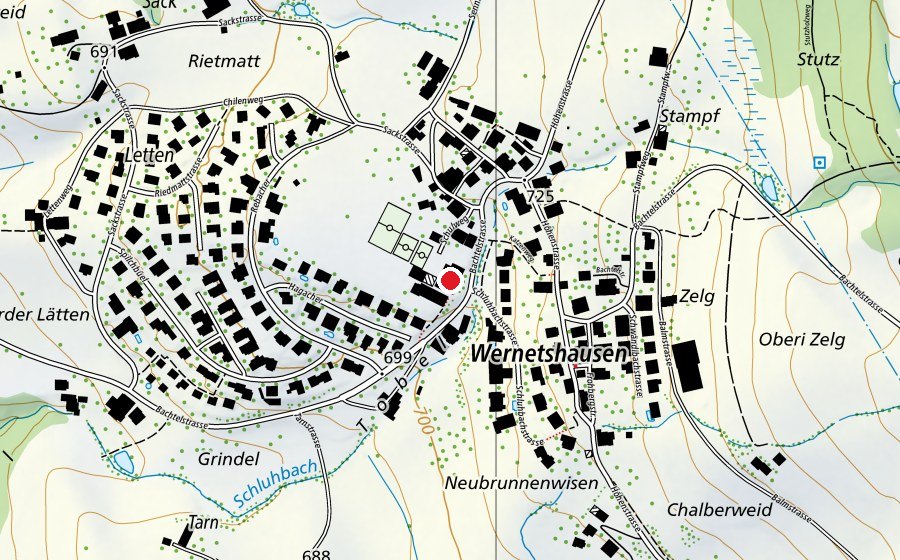Mappa con la posizione di Schulhaus Wernetshausen (Scuola)