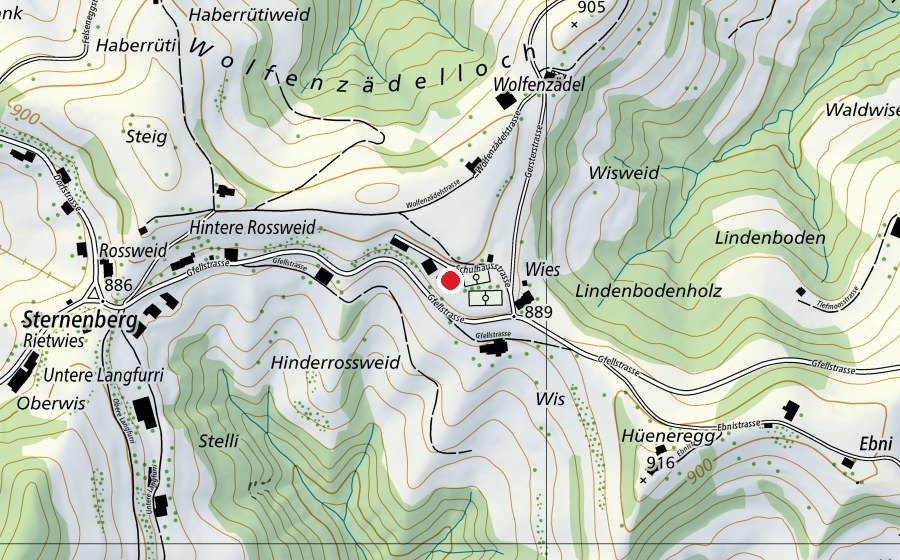 Carte indiquant l’emplacement de Schulhaus Wies (École)
