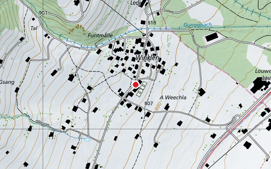 Map showing the location of Schulhaus Winklen (School)
