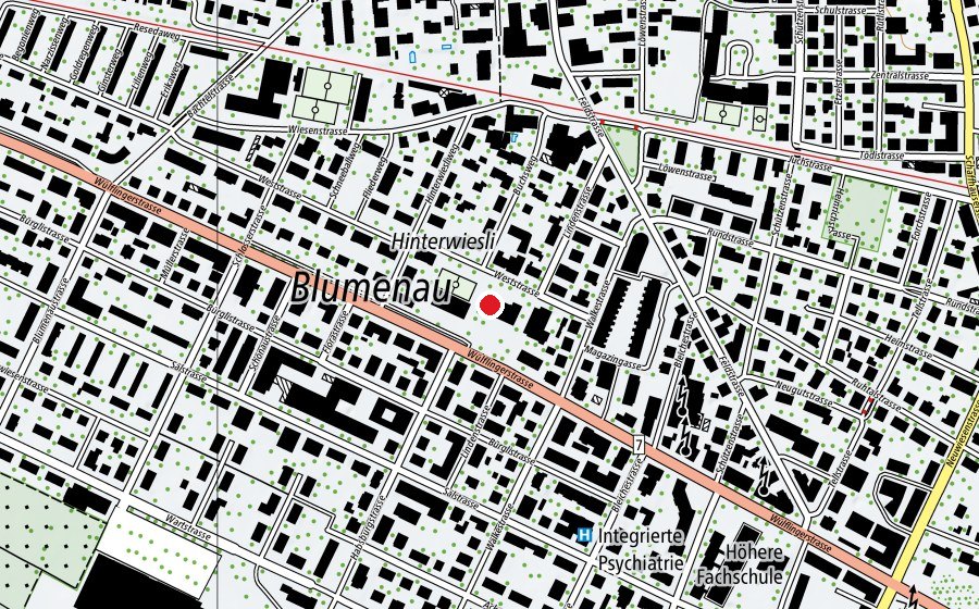 Karte mit dem Standort von Schulhaus Wülflingerstrasse (Schule)