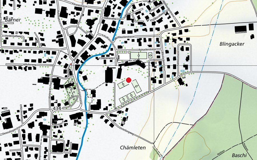 Map showing the location of Schulhaus Zweien (School)