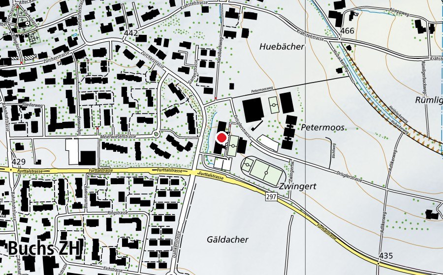 Carte indiquant l’emplacement de Schulhaus Zwingert (École)