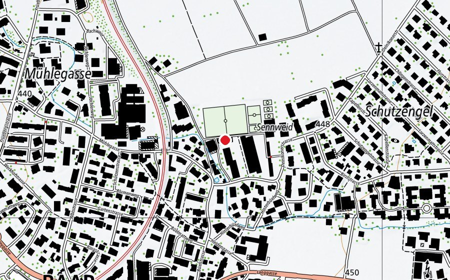 Map showing the location of Schulhausprovisorium Sennweid (School)