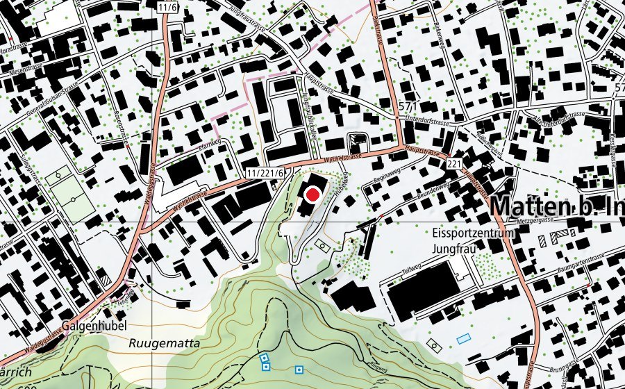 Map showing the location of Schulhotel Regina (School)