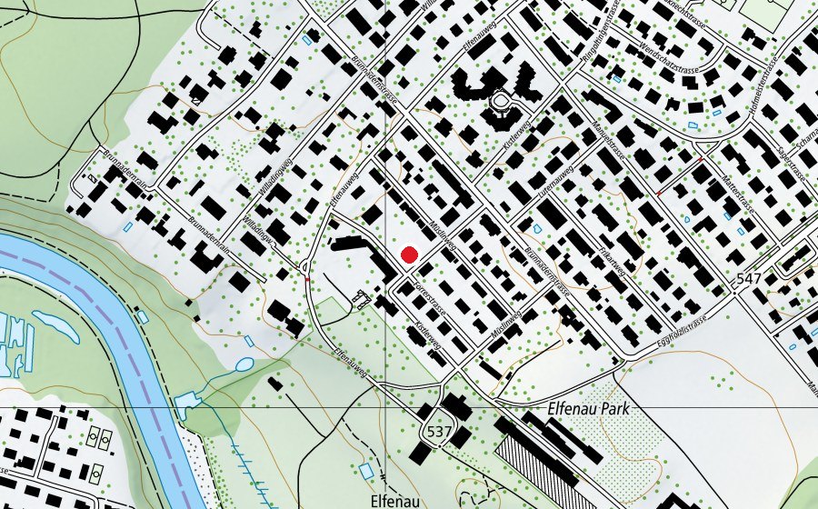 Carte indiquant l’emplacement de Schulpavillon Elfenau I (École)