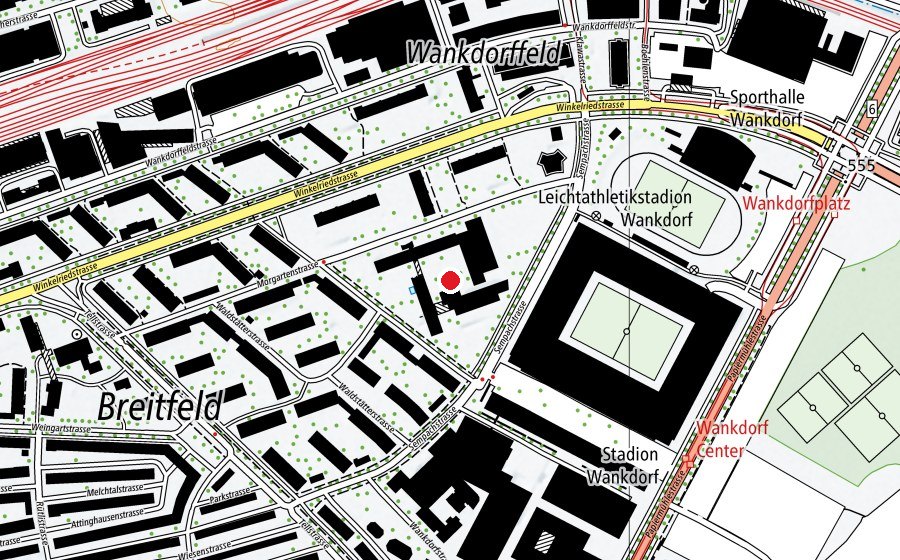 Map showing the location of Schulstandort Breitfeld/Wankdorf (School)