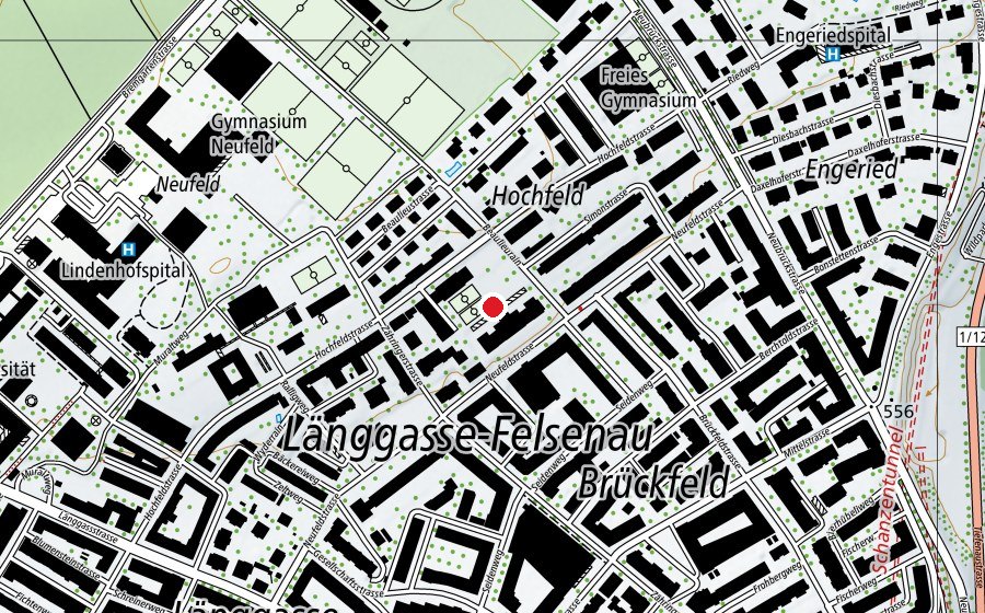 Mappa con la posizione di Schulstandort Grosses Längassschulhaus (Scuola)