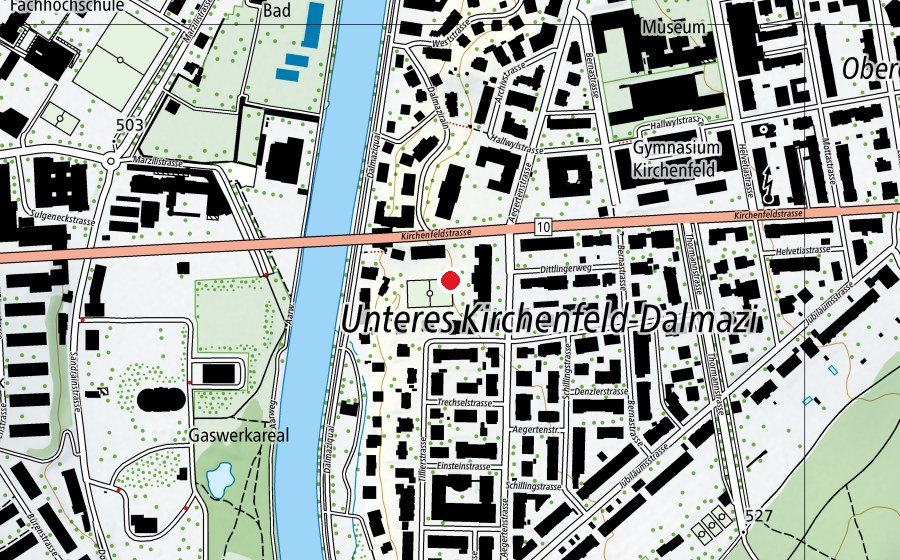Carte indiquant l’emplacement de Schulstandort Kirchenfeld (École)