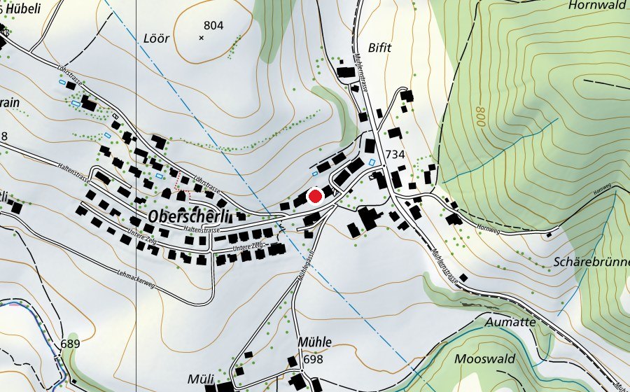 Map showing the location of Schulstandort Oberscherli (School)