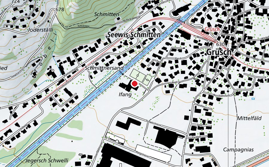 Map showing the location of Schulverband Fanas Grüsch Seewis Valzeina (School)