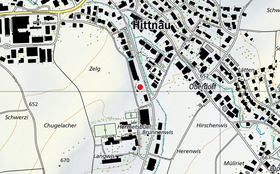 Carte indiquant l’emplacement de Schulverwaltung Hittnau (École)