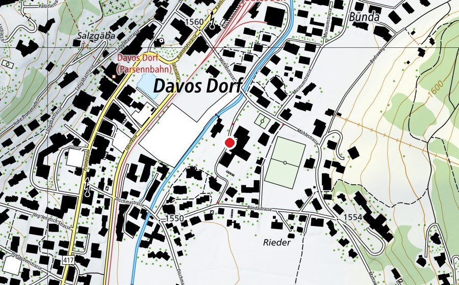 Carte indiquant l’emplacement de Schulzentrum Davos Dorf (École)