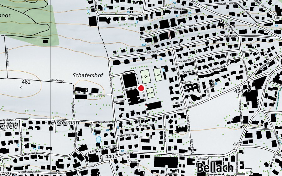 Map showing the location of Schulzentrum Kaselfeld (School)
