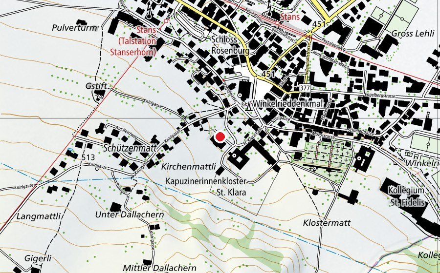 Map showing the location of Schulzentrum Kniri (School)