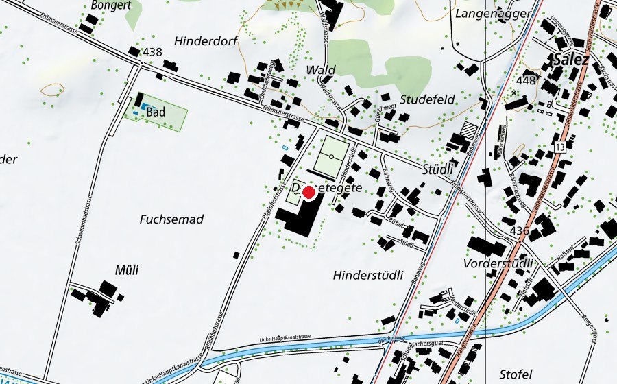 Map showing the location of Schulzentrum Türggenau (School)