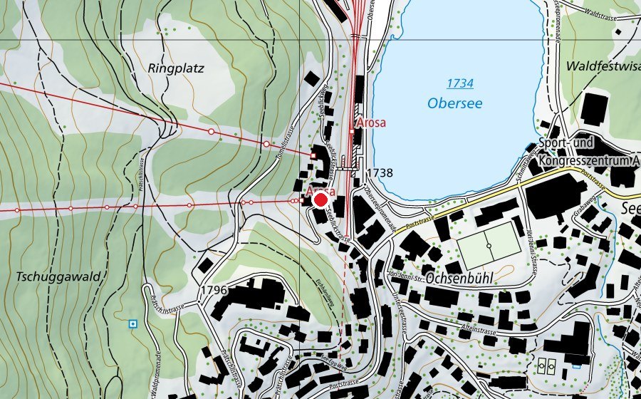 Carte indiquant l’emplacement de Schweizerische Ski und Snowboardschule (École)