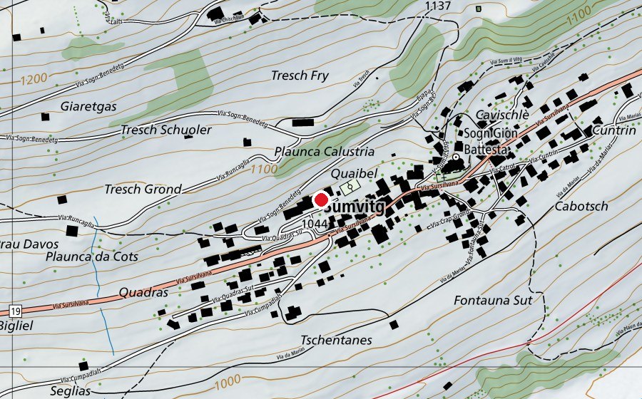 Map showing the location of Scola secundara e reala (School)