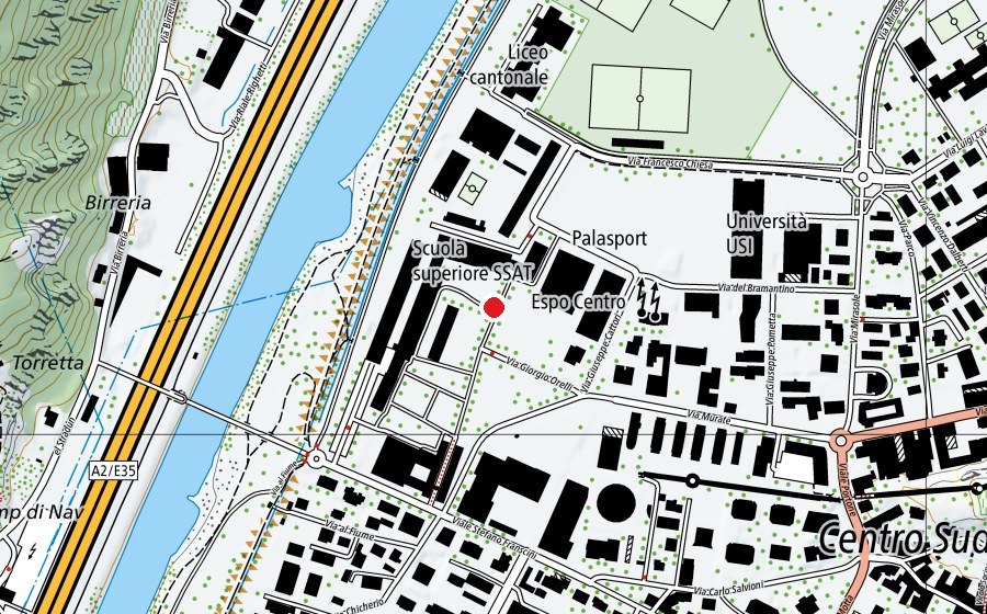 Karte mit dem Standort von Scuola Cantonale di Commercio (Schule)