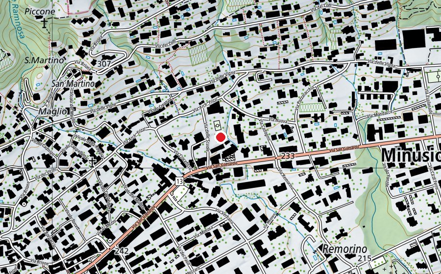 Map showing the location of Scuola comunale Minusio. Sede Cadogno (School)