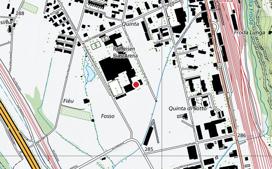 Carte indiquant l’emplacement de Scuola d'arti e mestieri della sartoria (SAMS) (École)