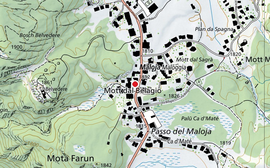 Mappa con la posizione di Scuola dell'infanzia e elementare di Maloja (Scuola)