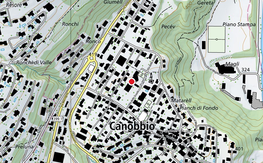 Karte mit dem Standort von Scuola elementare Canobbio (Schule)