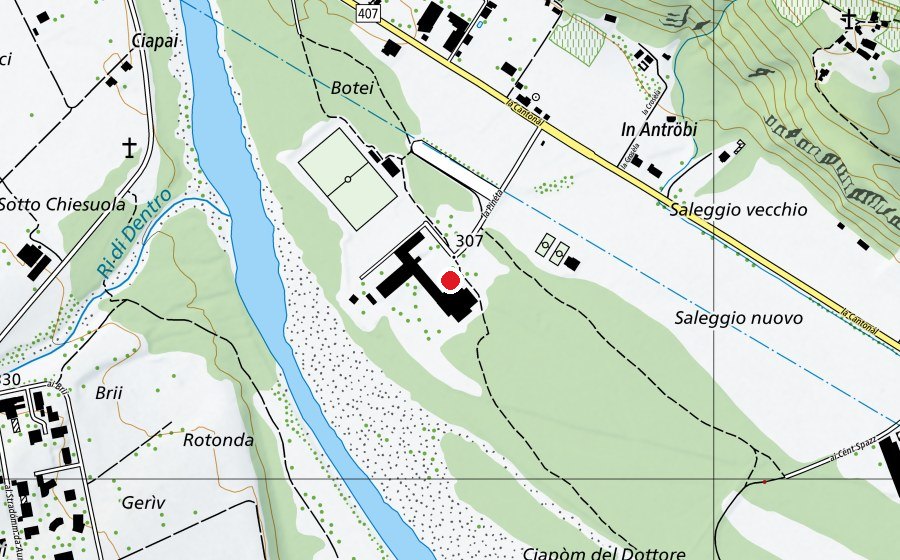 Map showing the location of Scuola elementare dei Ronchini (School)