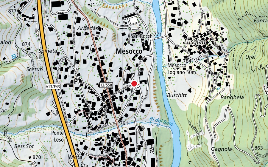 Map showing the location of Scuola elementare Mesocco (School)