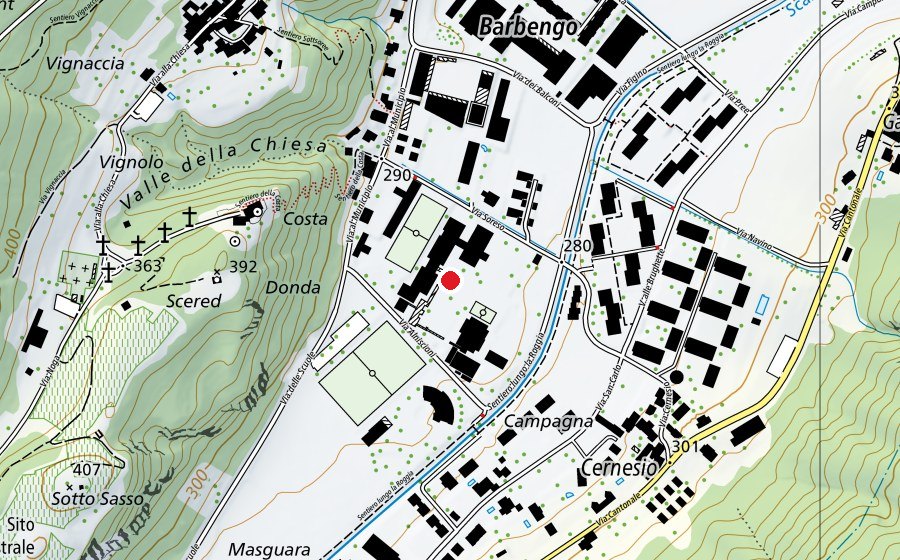 Carte indiquant l’emplacement de Scuola media di Barbengo (École)