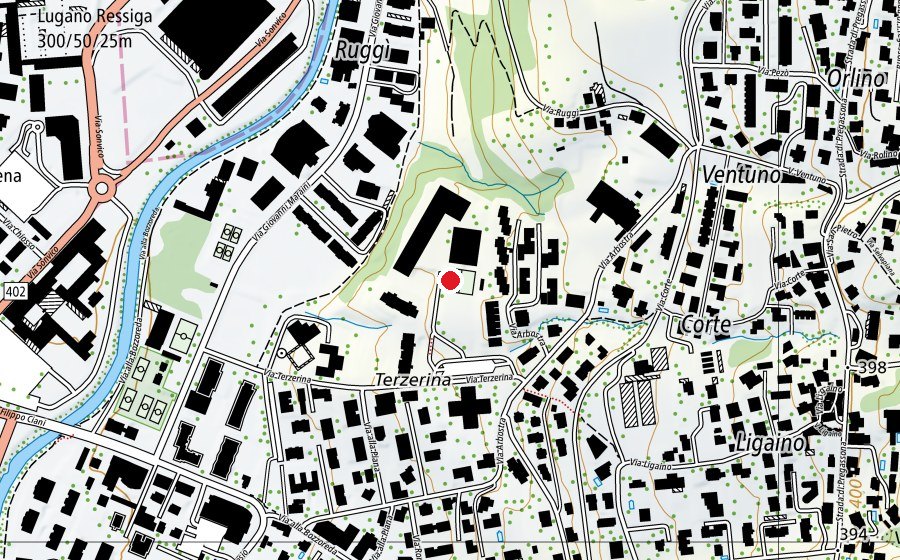 Mappa con la posizione di Scuola Media di Pregassona (Scuola)