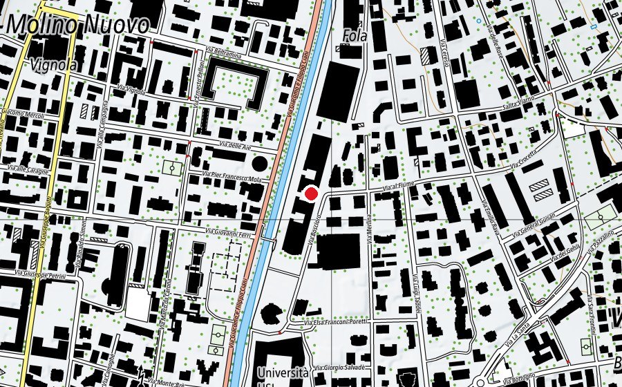 Carte indiquant l’emplacement de Scuola Media di Viganello (École)