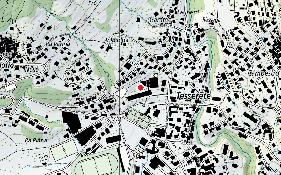 Map showing the location of Scuola Media Tesserete (School)