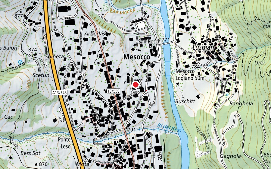 Carte indiquant l’emplacement de Scuola secondaria Mesocco (École)