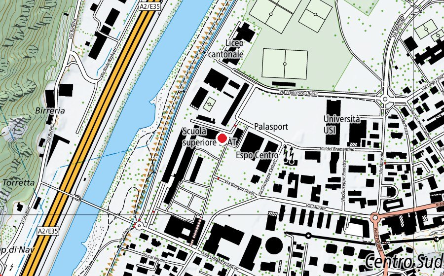 Carte indiquant l’emplacement de Scuola Superiore Specializzata Alberghiera e del Turismo (SSSAT) (École)