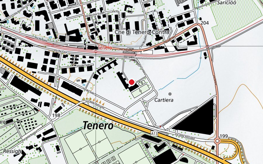 Map showing the location of Scuole Comunali Tenero Contra (School)