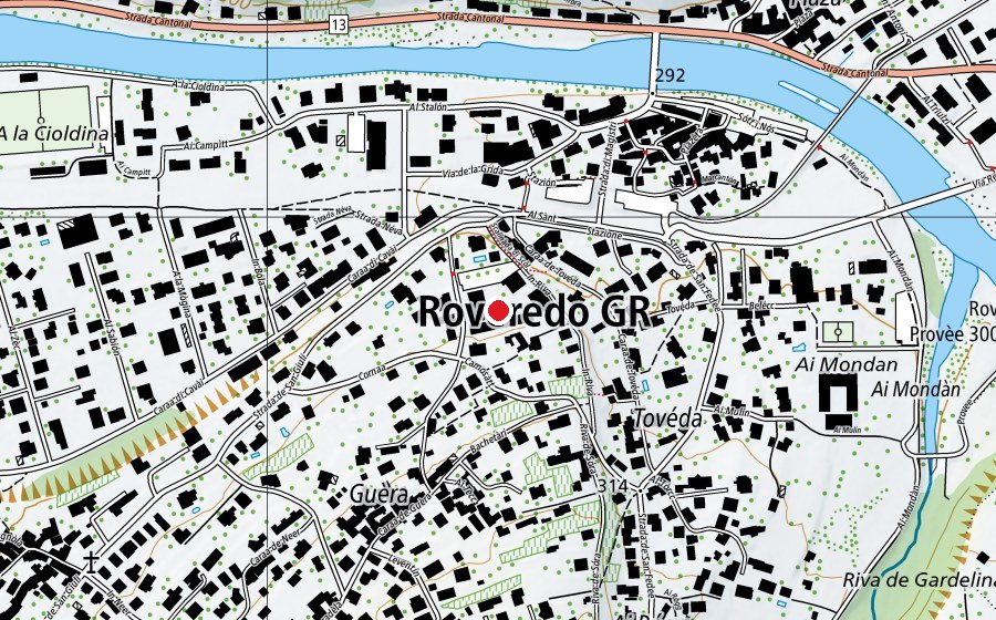 Map showing the location of Scuole di Roveredo (School)