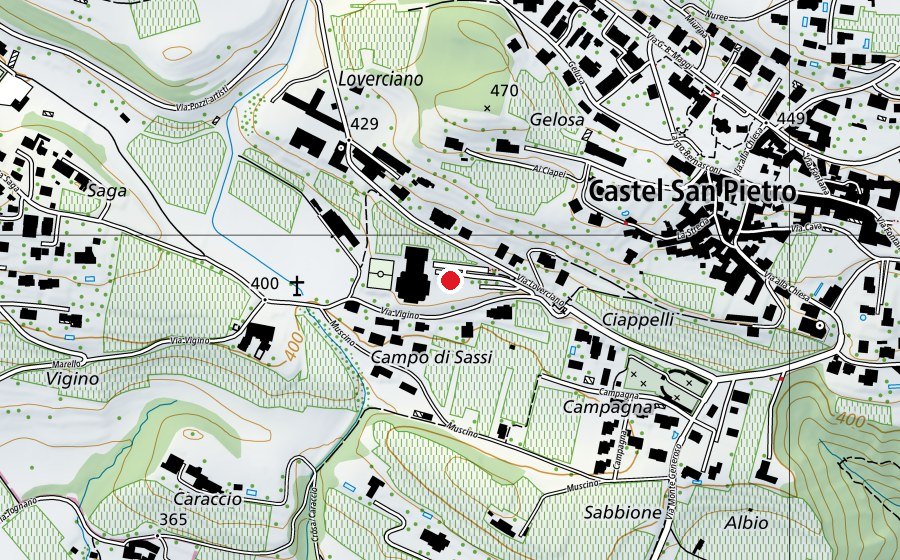 Carte indiquant l’emplacement de Scuole elementari di Castel San Pietro (École)
