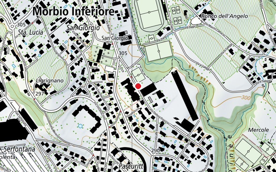Karte mit dem Standort von Scuole elementari di Morbio Inferiore (Schule)
