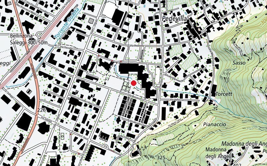Map showing the location of Scuole Media Giubiasco (School)