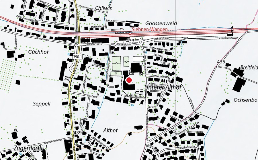 Mappa con la posizione di Sek 1 March Siebnen, Schulhaus (Scuola)