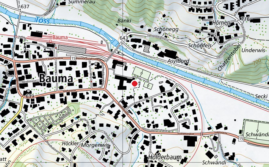 Map showing the location of Sekundarschule Bauma (School)